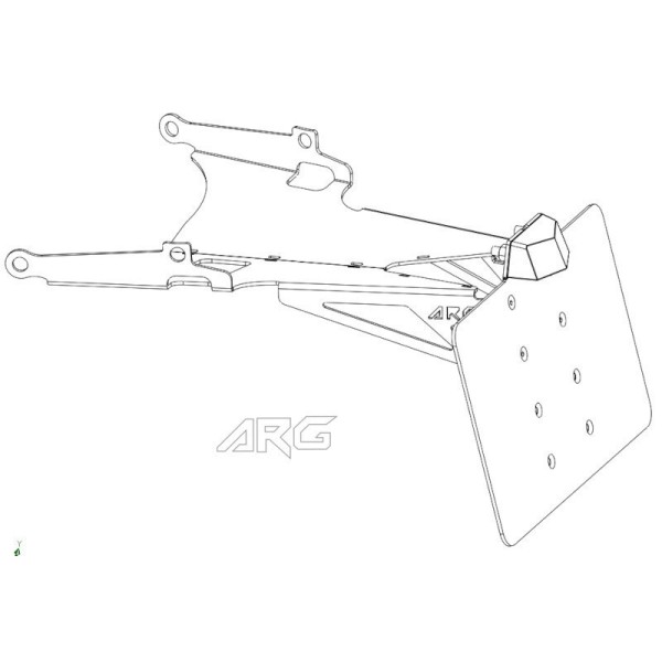 ARG Spirit: Support de plaque d'immatriculation centrale compatible sacoche pour Indian FTR 1200 ARG Spirit: Support de plaque d'immatriculation centrale compatible sacoche pour Indian FTR 1200
