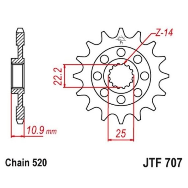 ARG Spirit: Pignon Racing 14Z pas 520 pour ajp pr7